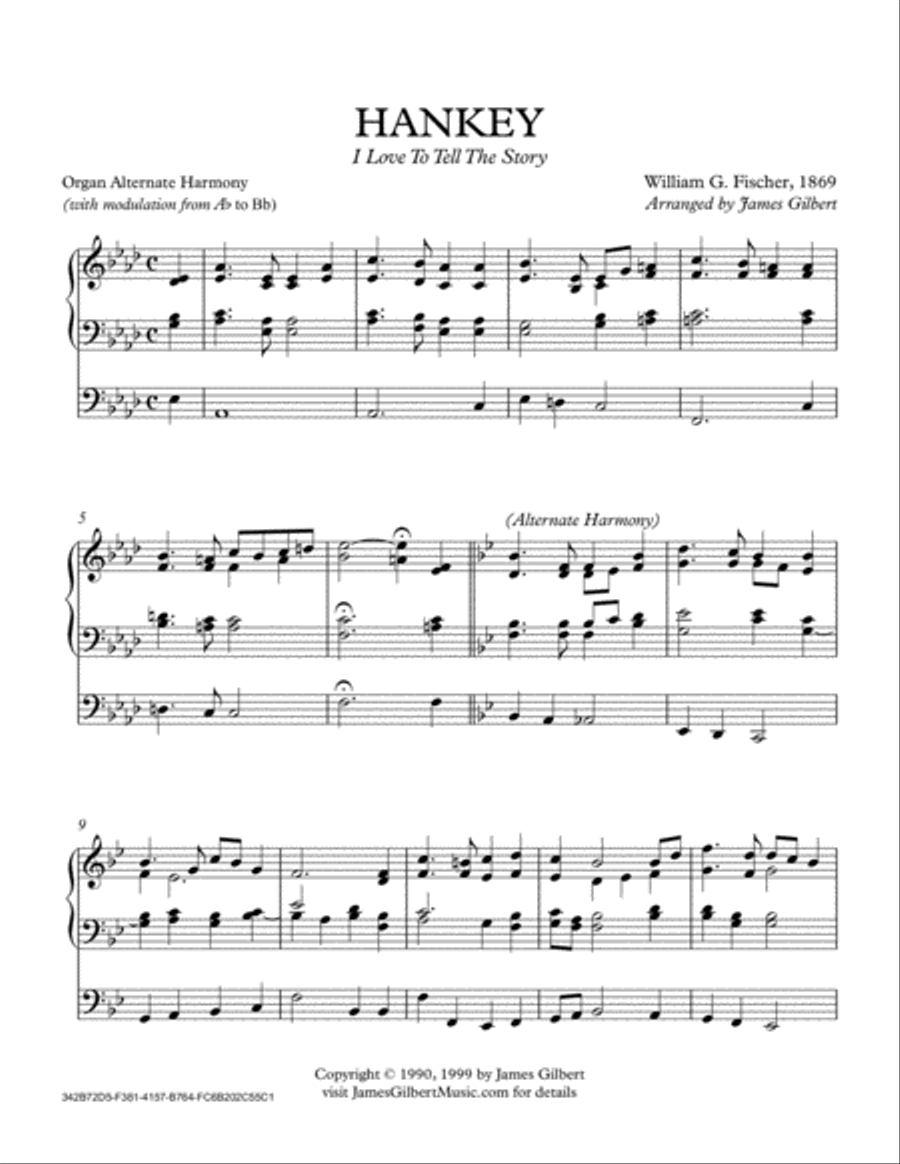 HANKEY (I Love To Tell The Story) Organ Solo scores gallery preview page 1