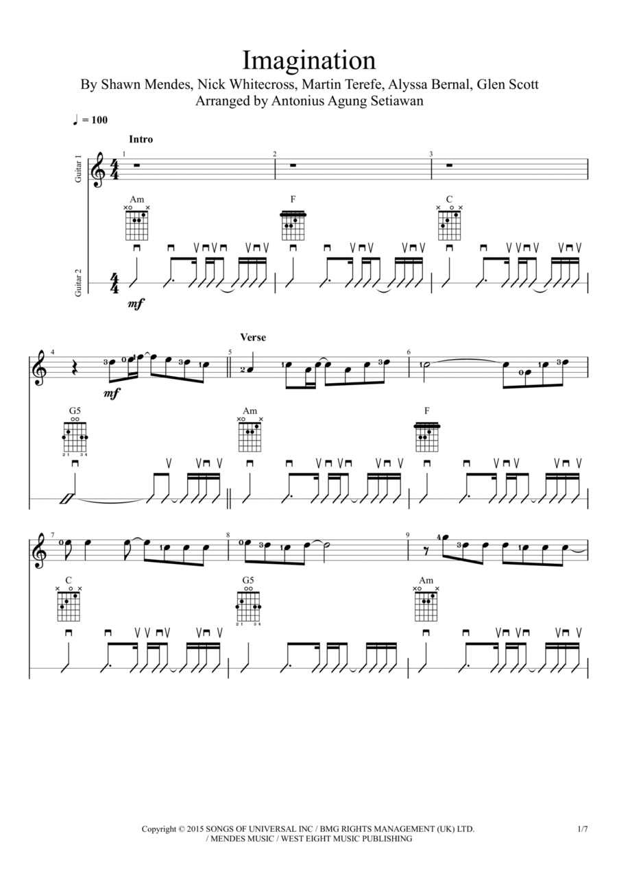 Imagination Imagination Electric Guitar scores gallery preview page 1