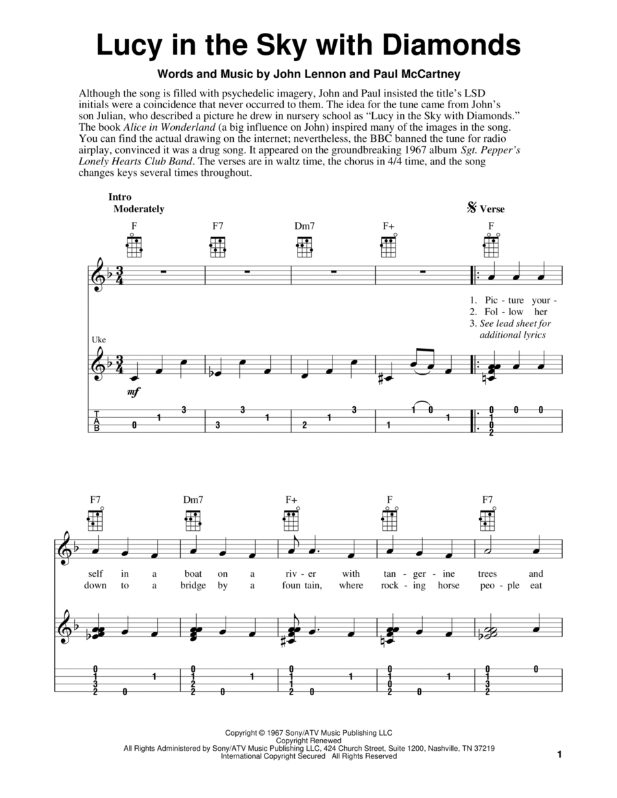 Lucy In The Sky With Diamonds Ukulele scores gallery preview page 1