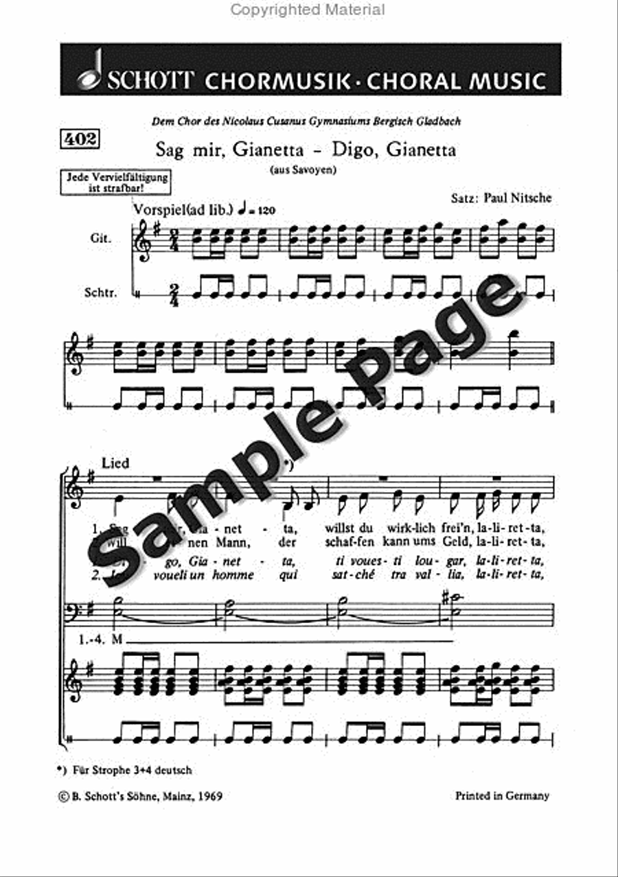 Nitsche P Sag Mir Gianetta Mixed Choir scores gallery preview page 2