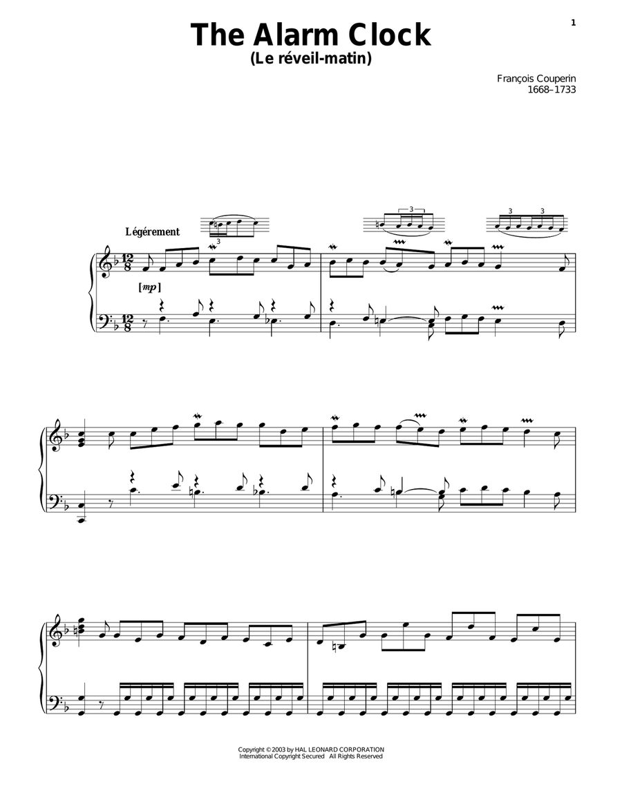 Le Reveil-Matin (The Alarm Clock) Piano Solo scores gallery preview page 1