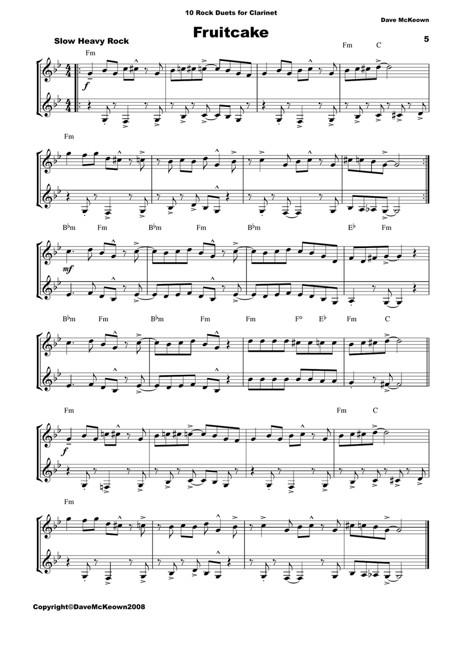 10 Rock Duets for Clarinet Clarinet Duet scores gallery preview page 5