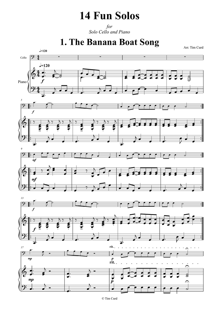 14 Fun Solos for Cello and Piano Piano scores gallery preview page 3