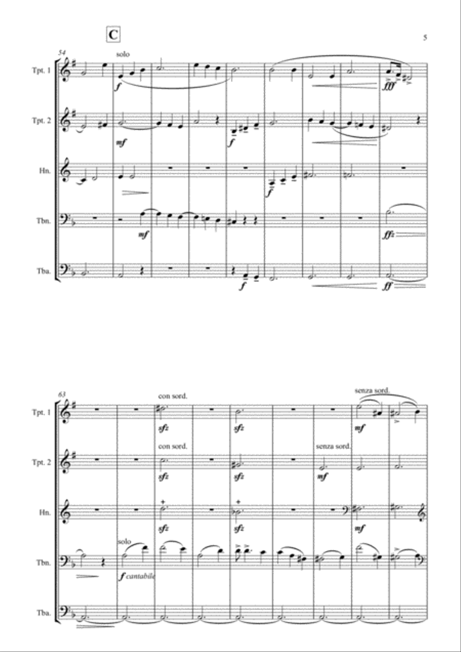 Wash me throughly... Wash me throughly... Brass Ensemble scores gallery preview page 5