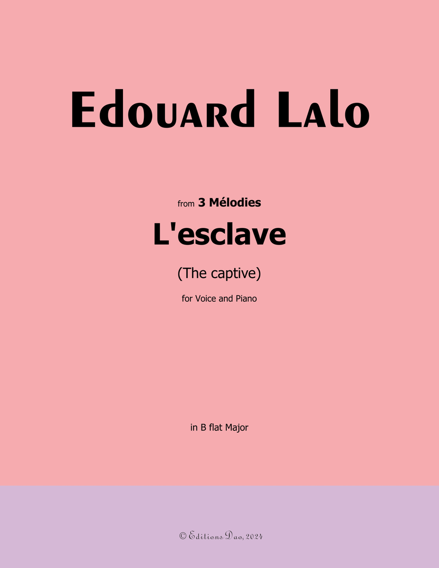 L'esclave, by Edouard Lalo, in B flat Major Piano, Vocal scores gallery preview page 1