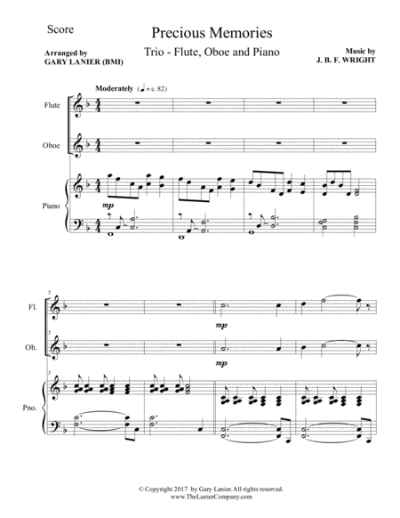 Precious Memories (Trio - Flute, Oboe & Piano with Score/Part) image number null