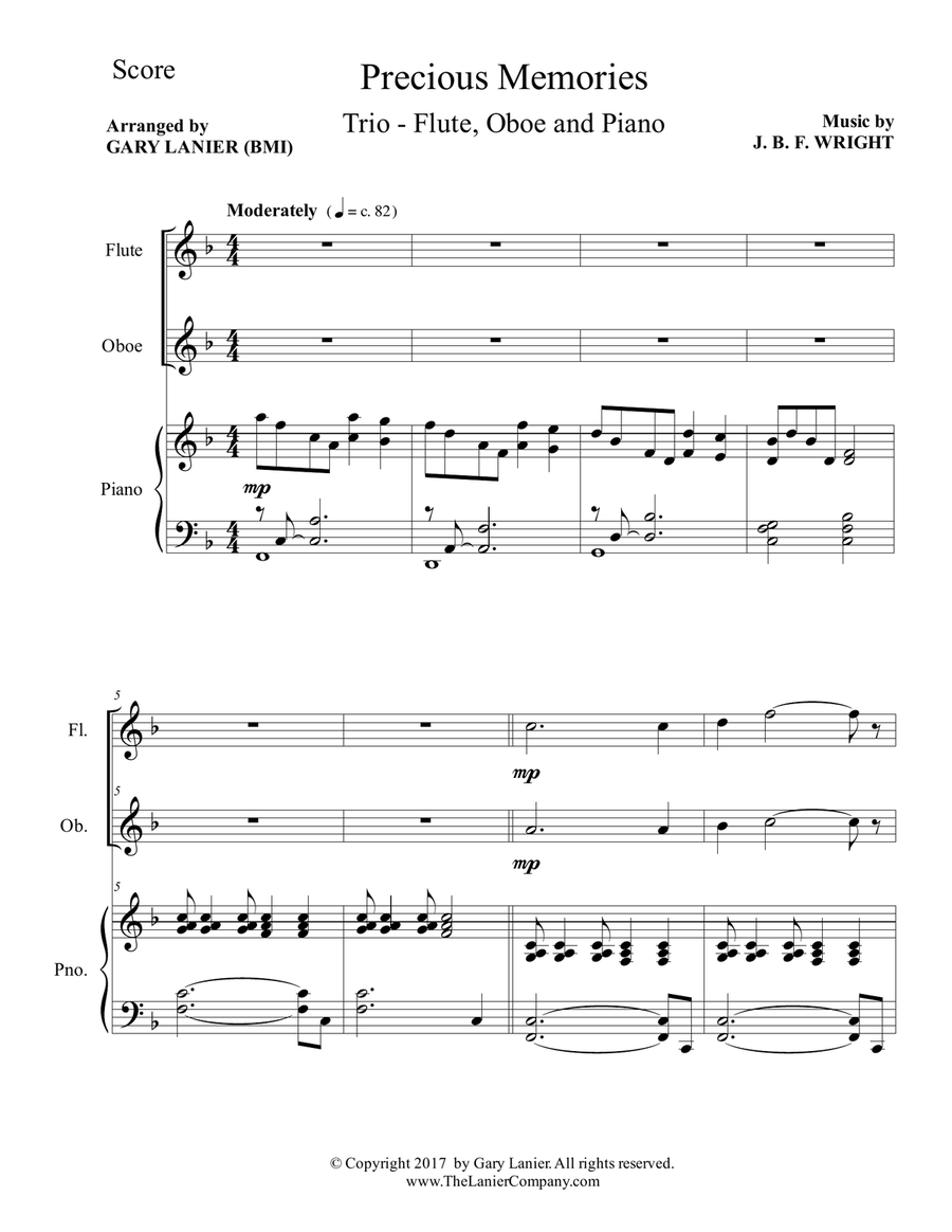 Precious Memories (Trio - Flute, Oboe & Piano with Score/Part) Precious Memories (Trio - Flute, Oboe & Piano with Score/Part) Woodwind Duet scores gallery preview page 2