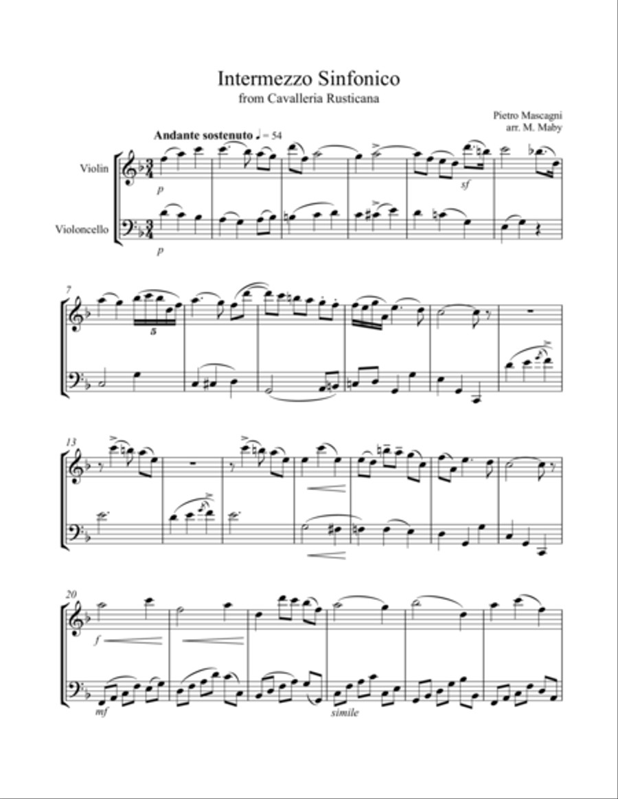 2 Opera Arias for Violin & Cello Duet String Duet scores gallery preview page 1