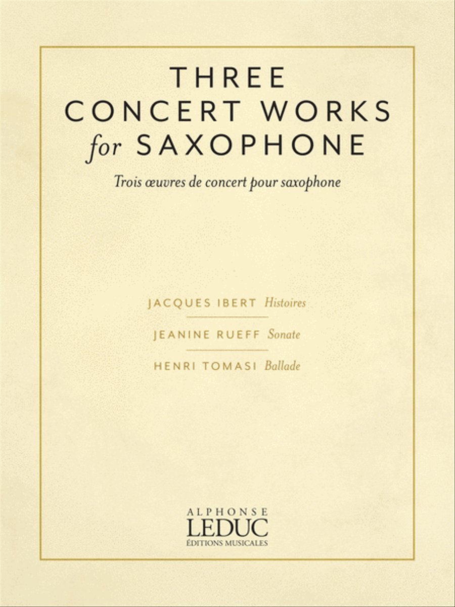 Book cover for Three Concert Works for Saxophone