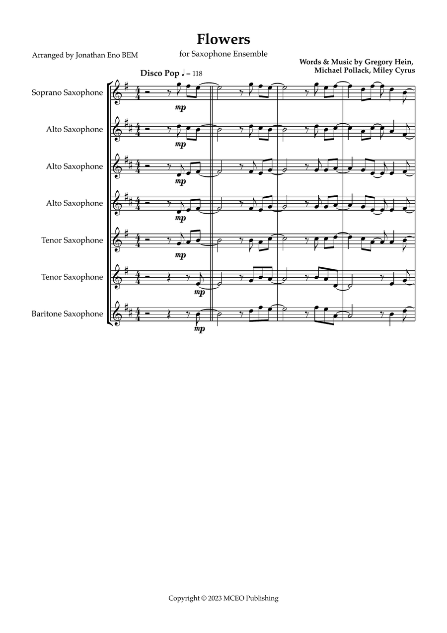 Flowers Woodwind Ensemble scores gallery preview page 1