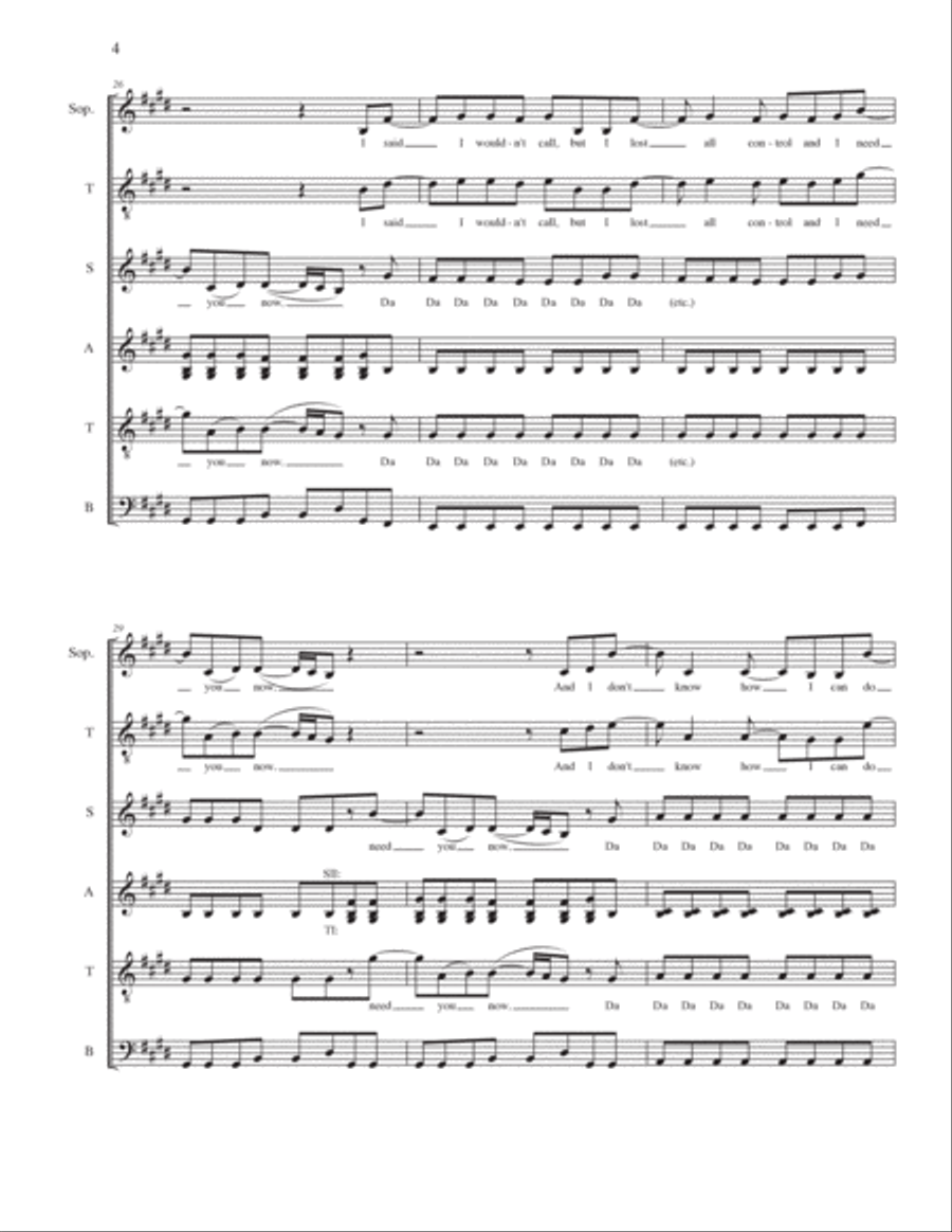 Need You Now 4-Part scores gallery preview page 5