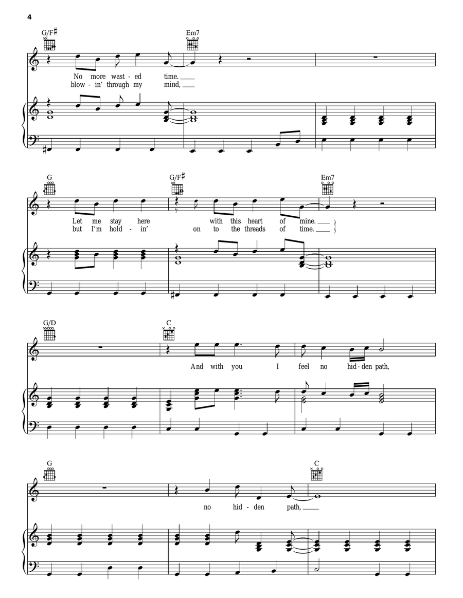 No Hidden Path Piano, Vocal, Guitar scores gallery preview page 4