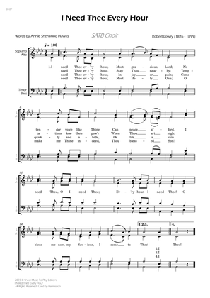 I Need Thee Every Hour - SATB Choir