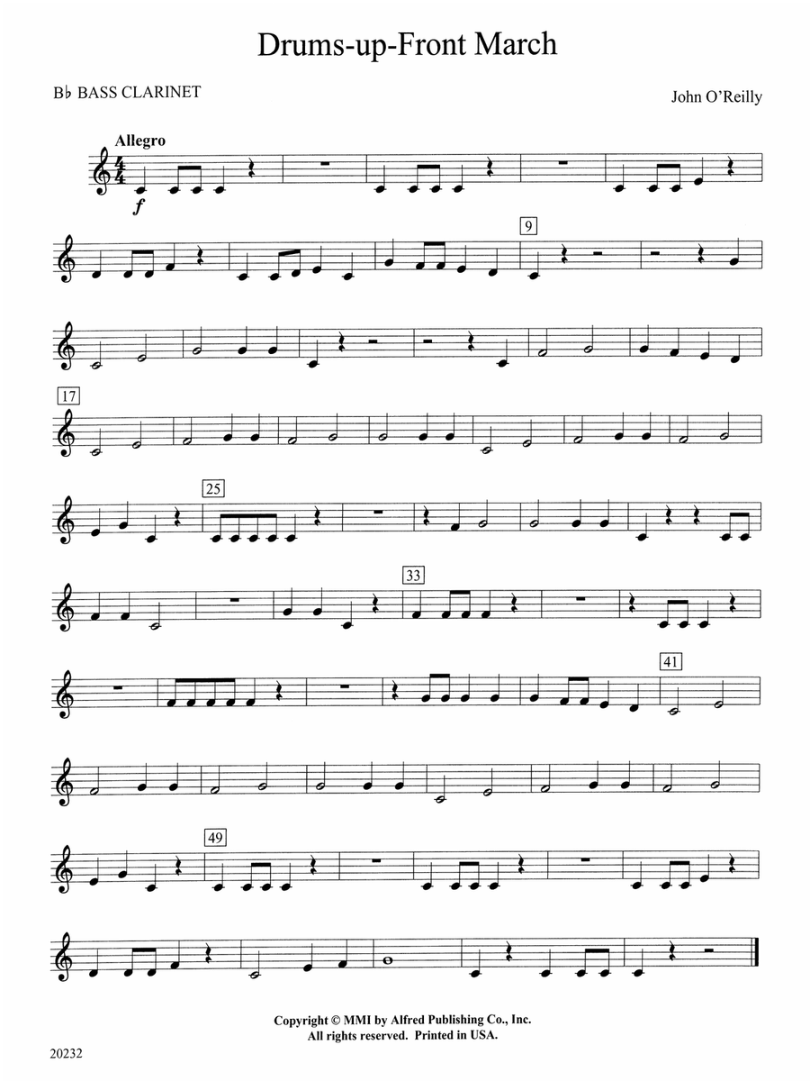 Drums-up-Front March: B-flat Bass Clarinet