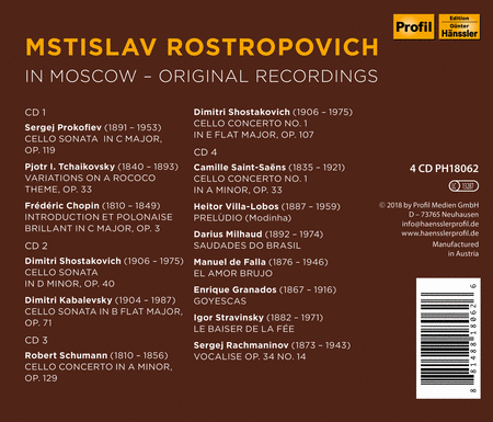 Mstislav Rostropovich In Moscow - Original Recordings