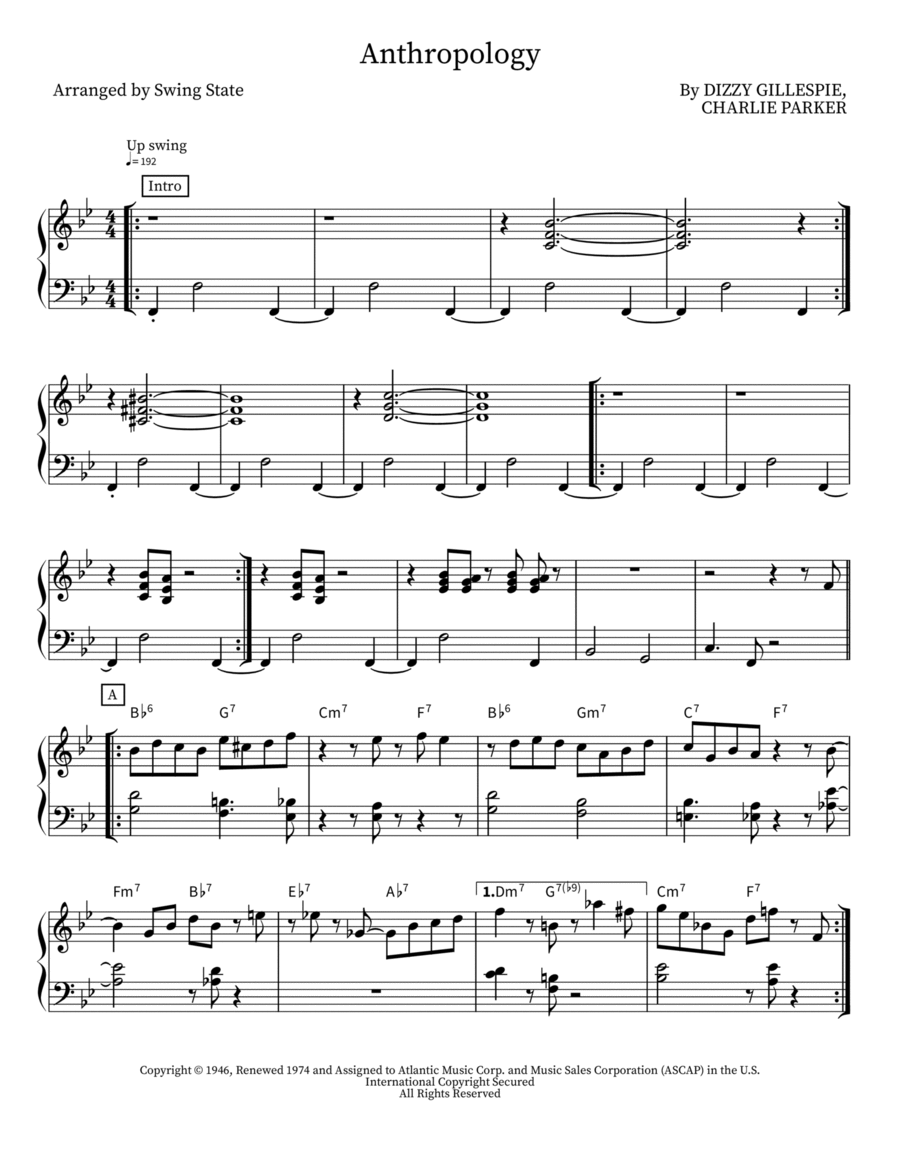 Anthropology Piano Solo scores gallery preview page 1
