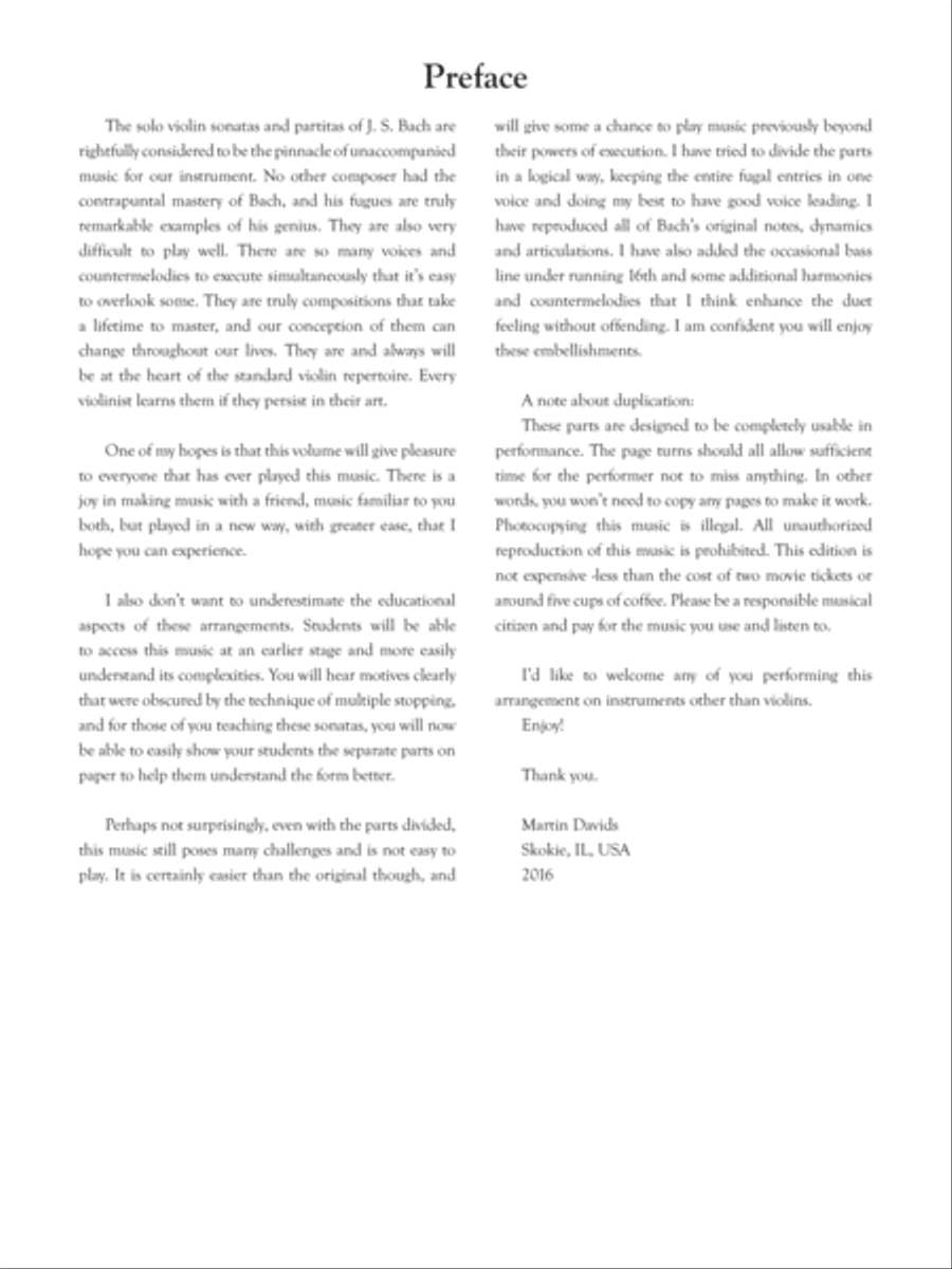 Bachfor2 Volume 1, Three Fugues, Violin 1, clean version String Duet scores gallery preview page 3