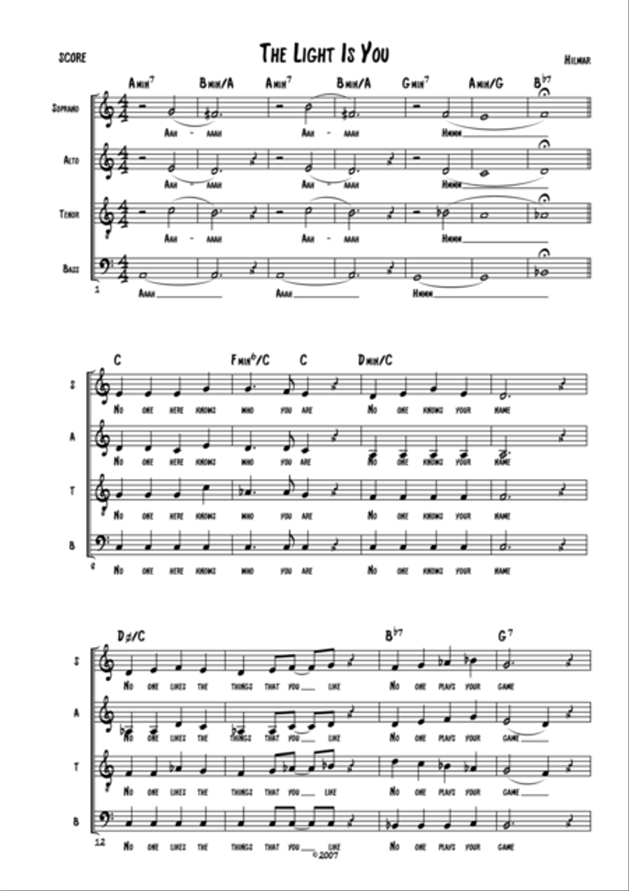 The Light Is You 4-Part scores gallery preview page 1
