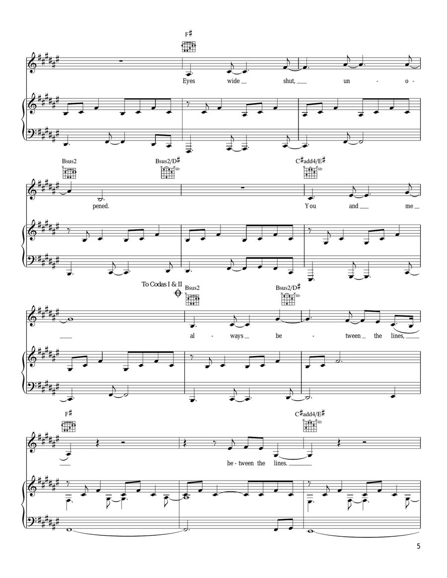 Between The Lines Piano, Vocal, Guitar scores gallery preview page 5
