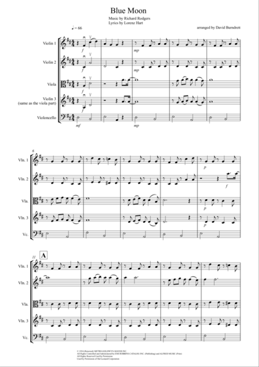 Blue Moon String Quartet scores gallery preview page 1