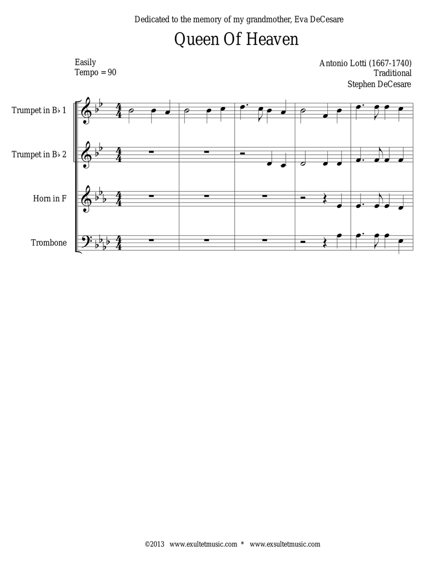 Queen Of Heaven Brass Ensemble scores gallery preview page 1