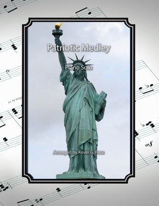 Book cover for Patriotic Medley, revised 2023, America the Beautiful, America, Battle Hymn, Star-Spangled Banner