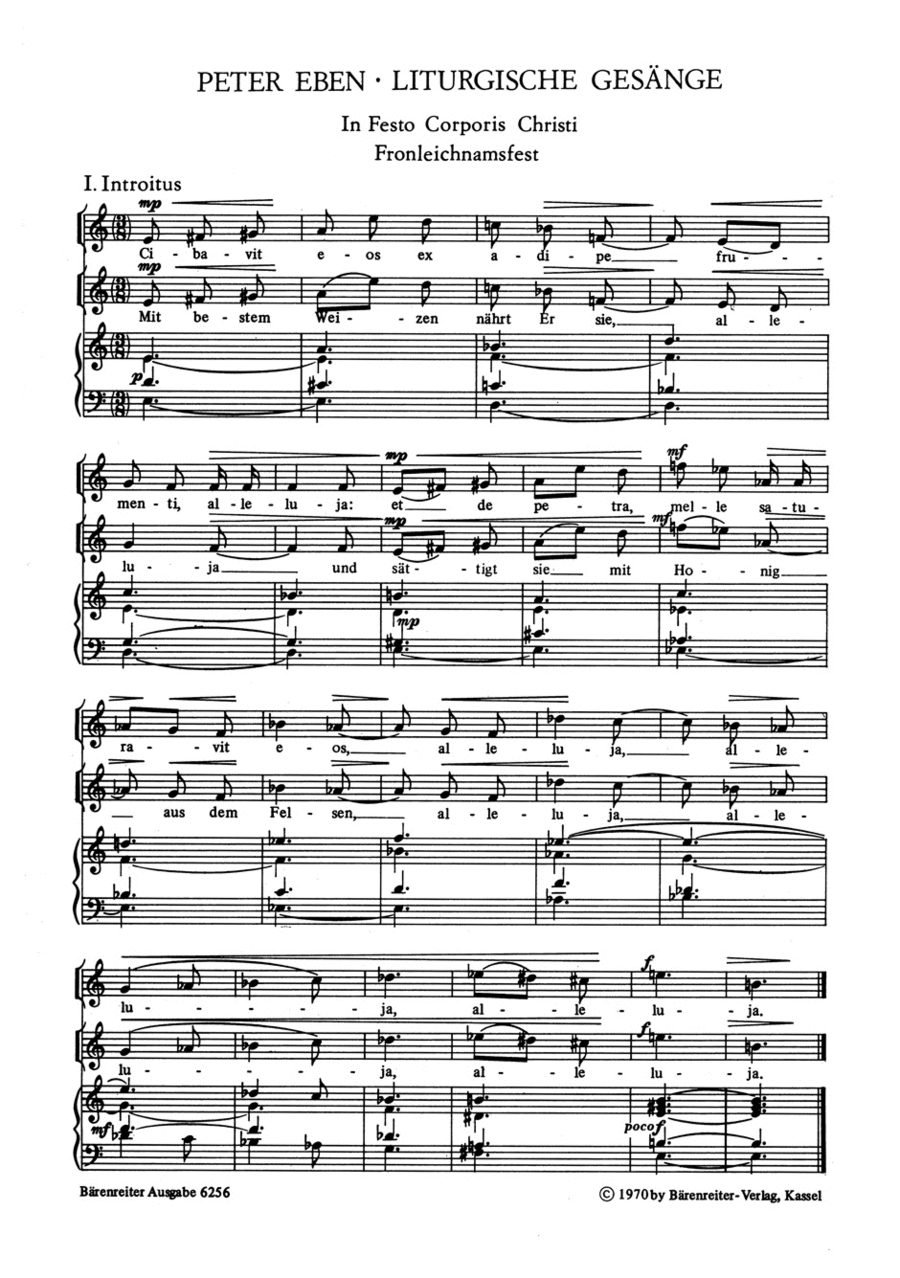 In Festo Corporis Christi - Proprium zum Fronleichnamsfest: Cibavit eos / Mit bestem Weizen nährt Er sie Choir scores gallery preview page 1