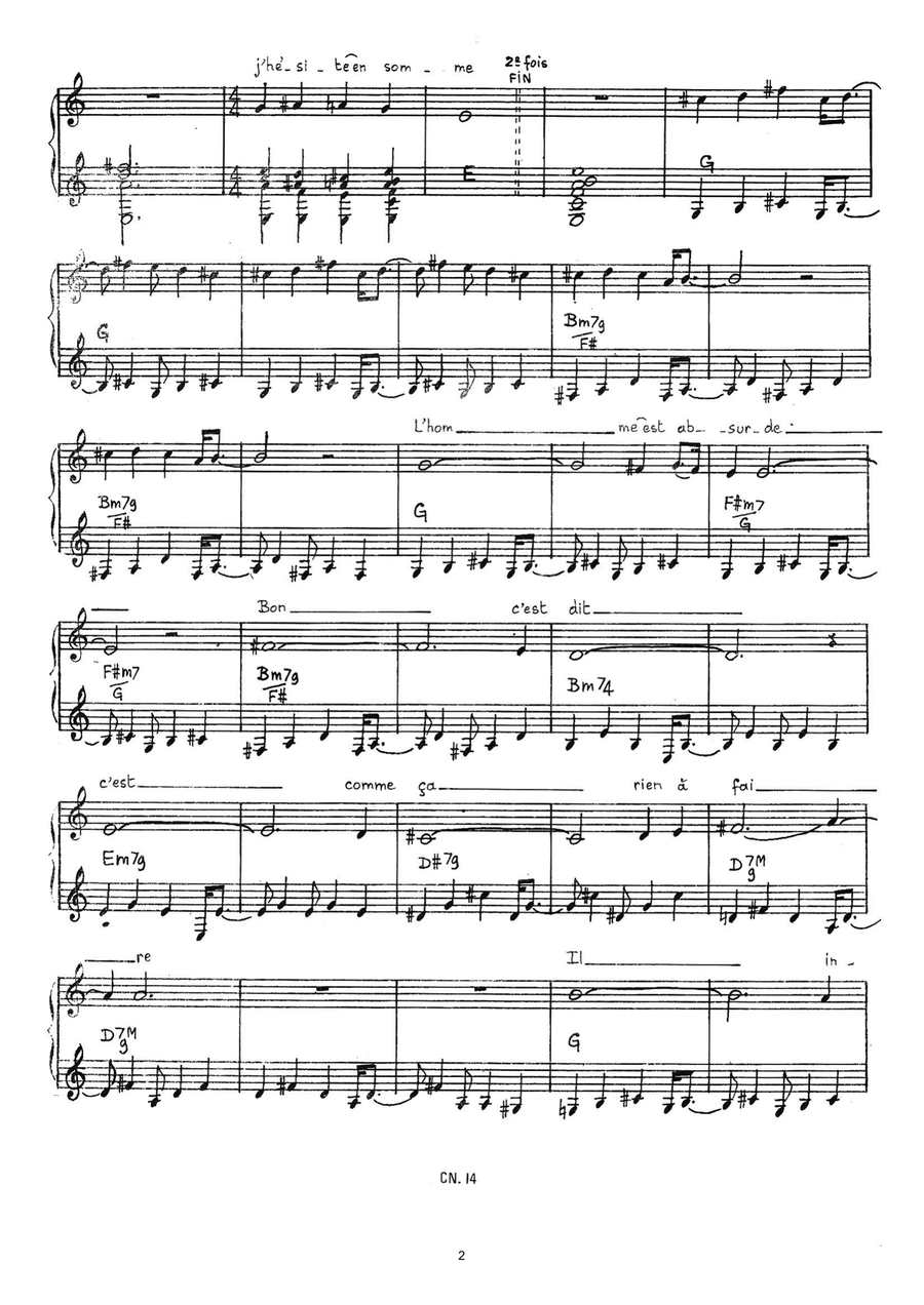 Statue De L'homme Piano, Vocal scores gallery preview page 2