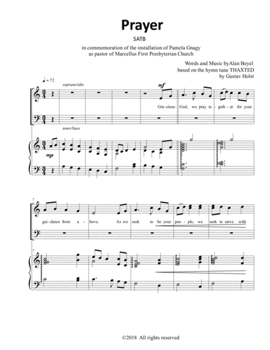 Prayer (SATB and piano) 6 pages. image number null