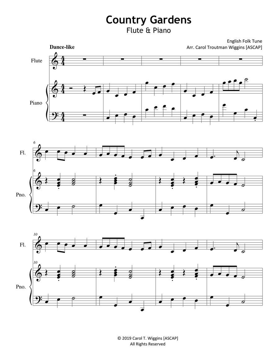 Country Gardens (Flute & Piano) Flute Solo scores gallery preview page 1