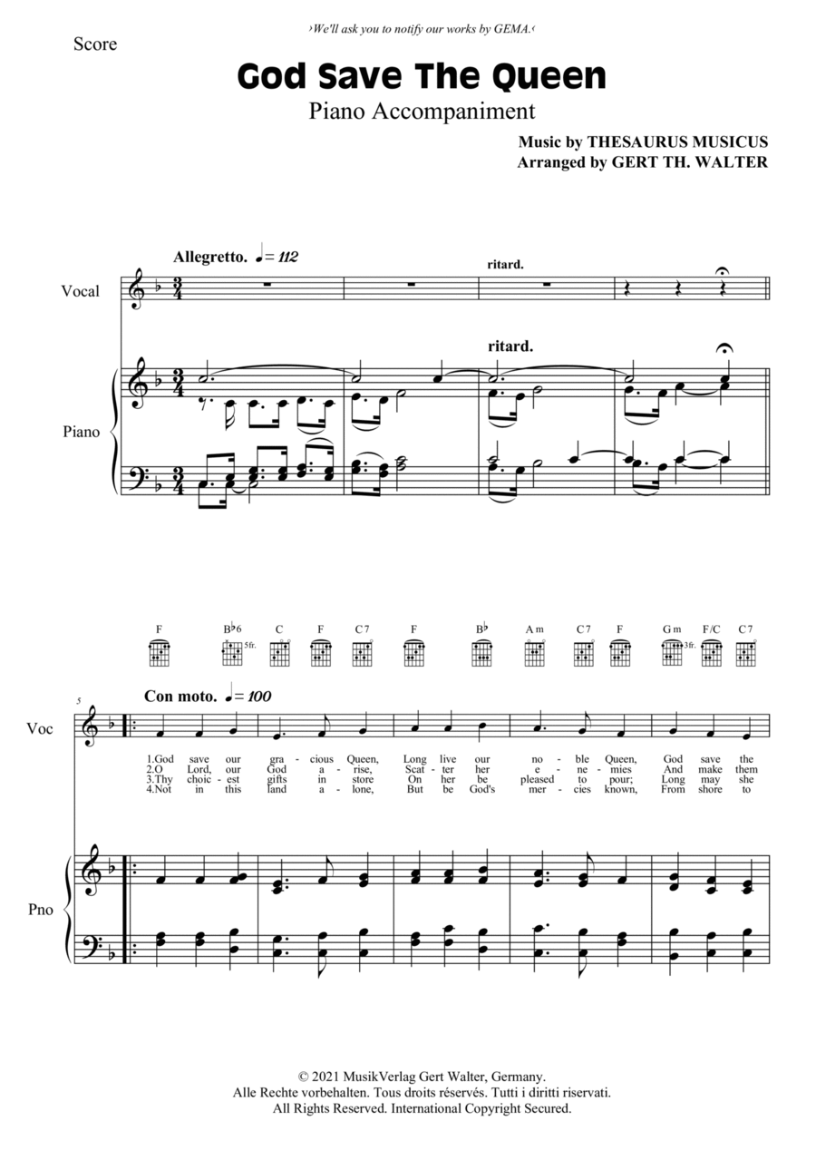 God Save The Queen Piano Solo scores gallery preview page 1