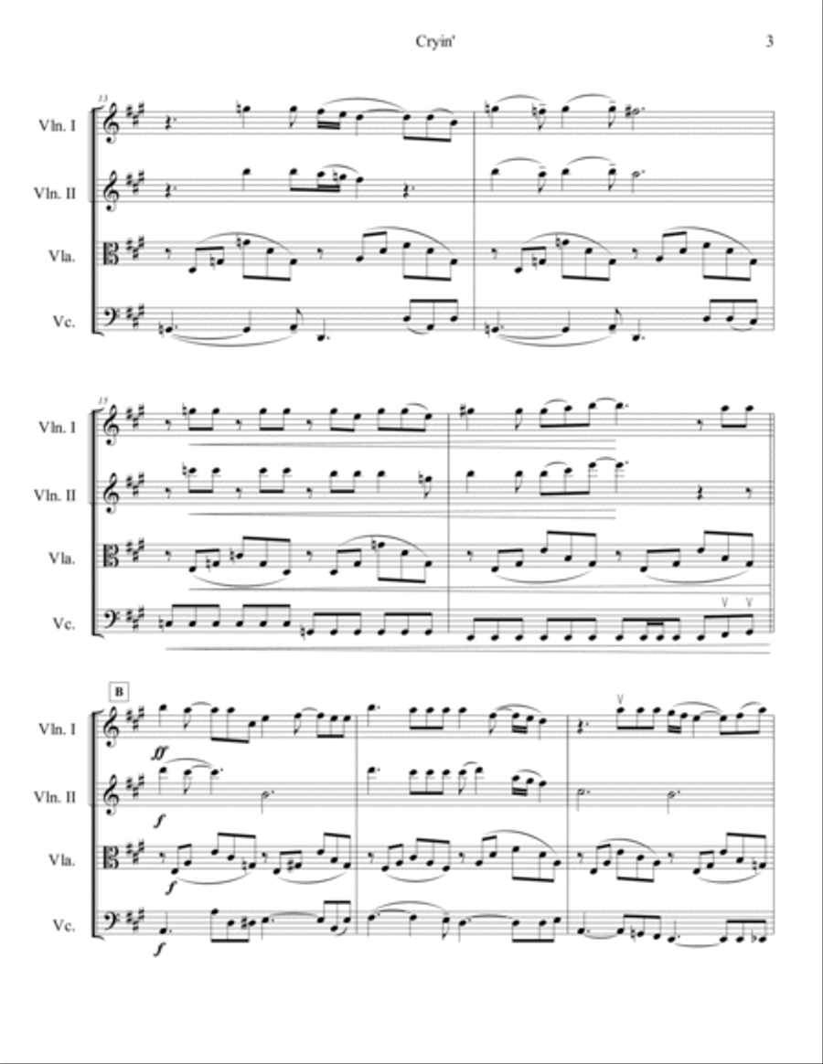 Cryin' Cryin' String Quartet scores gallery preview page 5