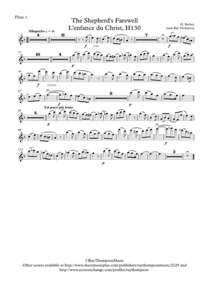 Berlioz: The Shepherd's Farewell (L'enfance du Christ, H130)(transposed version) - symphonic wind image number null