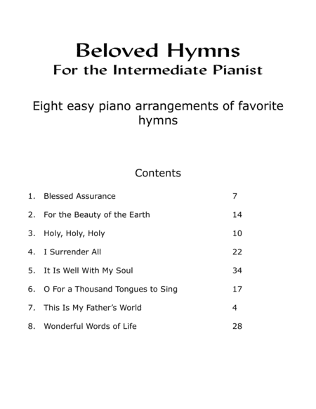 Beloved Hymns for Intermediate Piano - 8 easy piano hymn arrangements image number null