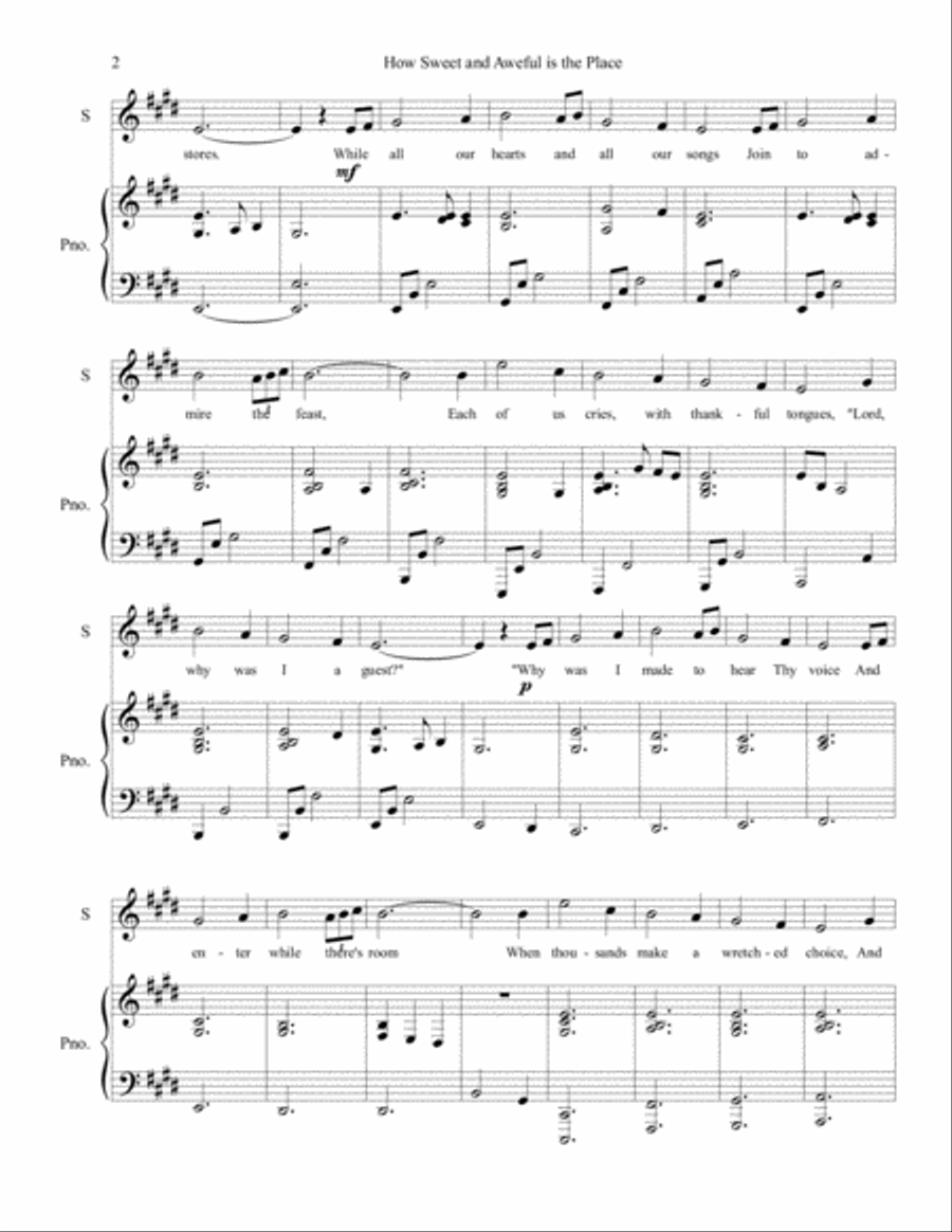 How Sweet and Aweful is the Place Voice and Piano How Sweet and Aweful is the Place Voice and Piano Soprano Voice scores gallery preview page 2