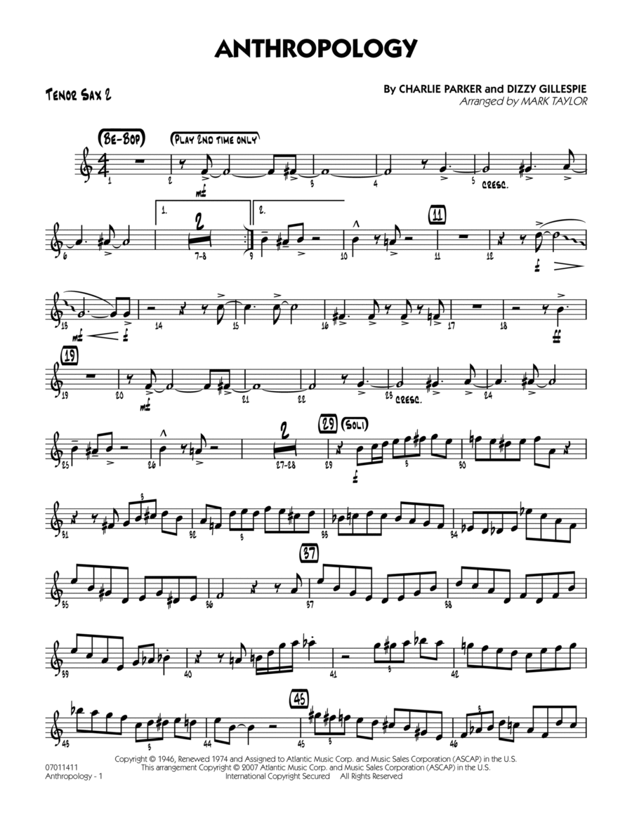 Anthropology - Tenor Sax 2