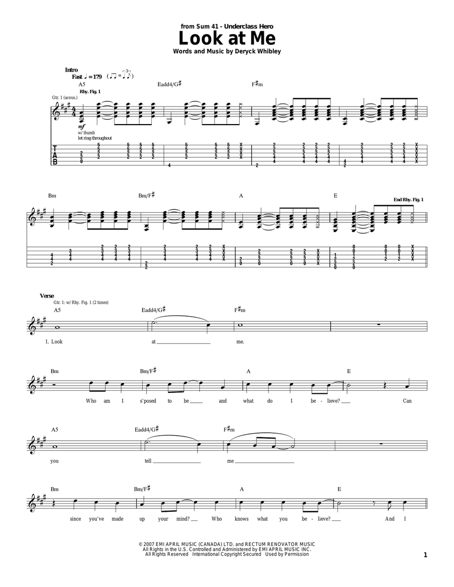 Look At Me Acoustic Guitar scores gallery preview page 1