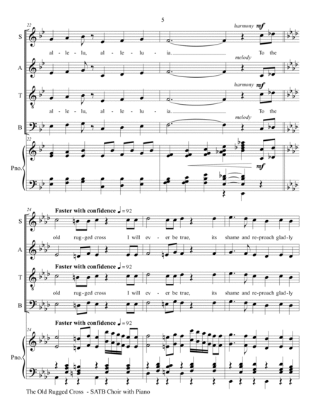 The Old Rugged Cross (SATB, SA and TB Choir with Piano) image number null