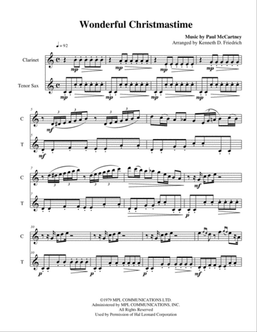 Wonderful Christmastime Wonderful Christmastime Woodwind Duet scores gallery preview page 1