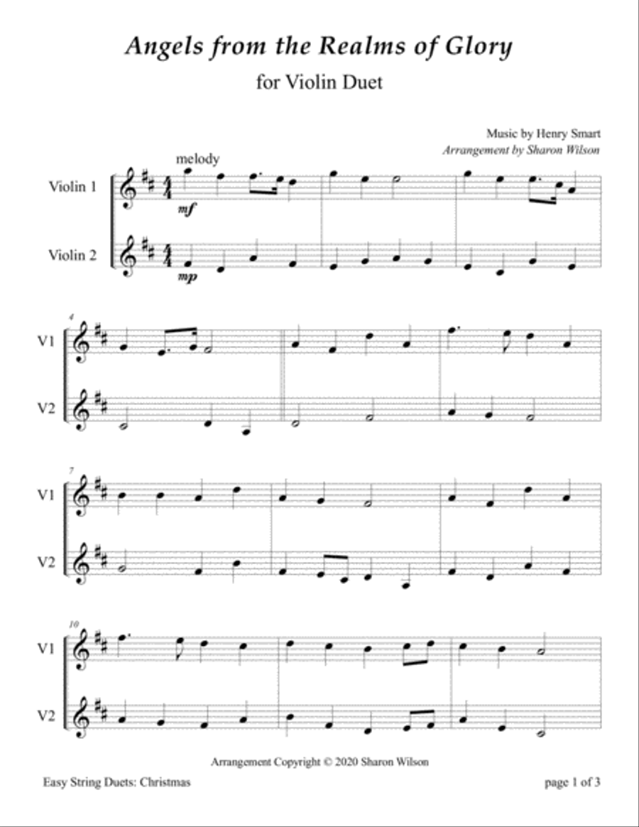 Easy String Duets: Christmas Carols (A Collection of 10 Violin Duets) String Duet scores gallery preview page 5