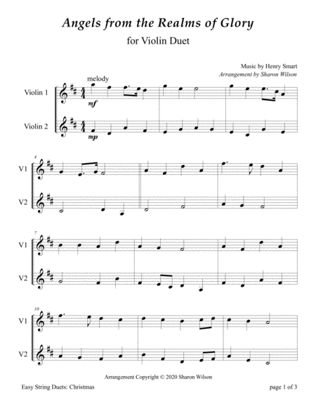 Easy String Duets: Christmas Carols (A Collection of 10 Violin Duets) image number null