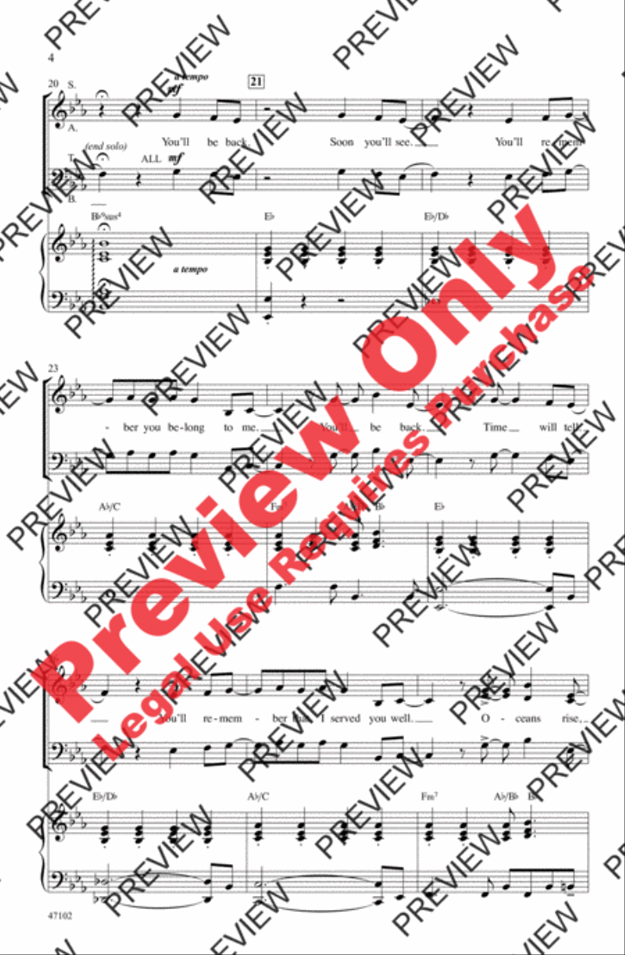 You'll Be Back 4-Part scores gallery preview page 4
