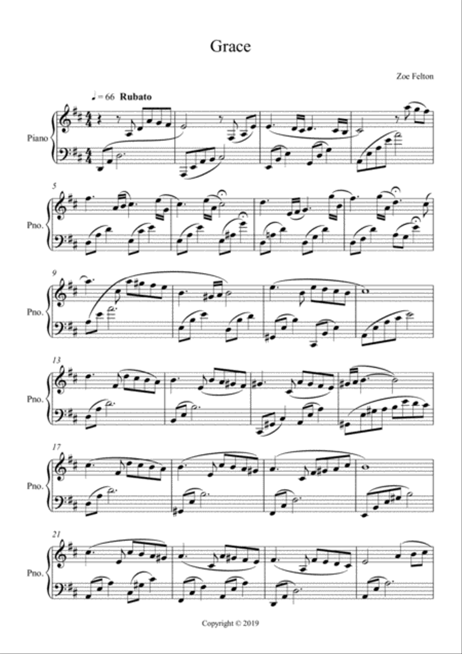 Grace Piano Solo scores gallery preview page 1