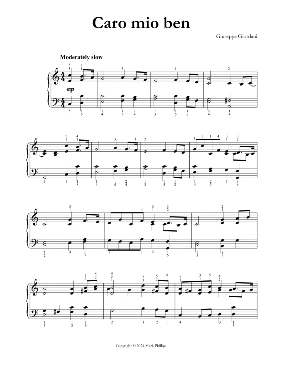 Caro mio ben Caro mio ben Easy Piano scores gallery preview page 1