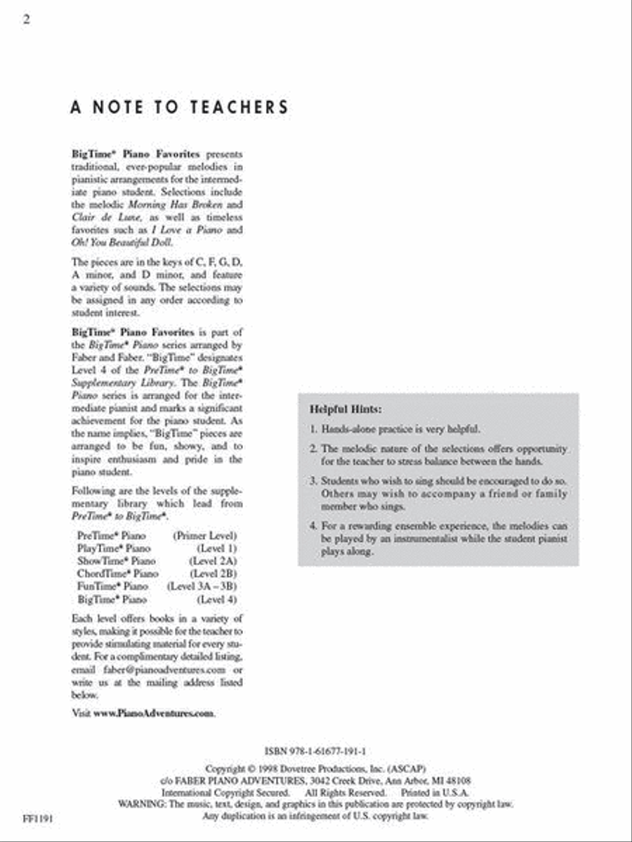 BigTime® Piano Favorites Piano Method scores gallery preview page 2
