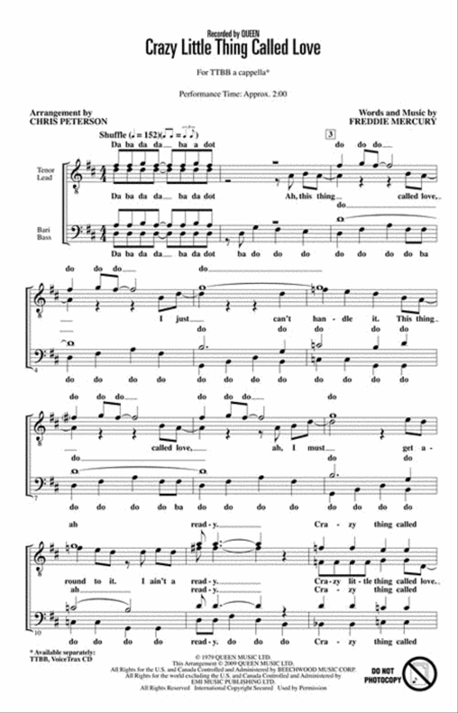 Crazy Little Thing Called Love A Cappella scores gallery preview page 2