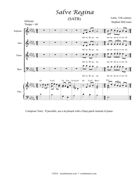 Salve Regina (SATB) by Traditional Choir - Digital Sheet Music