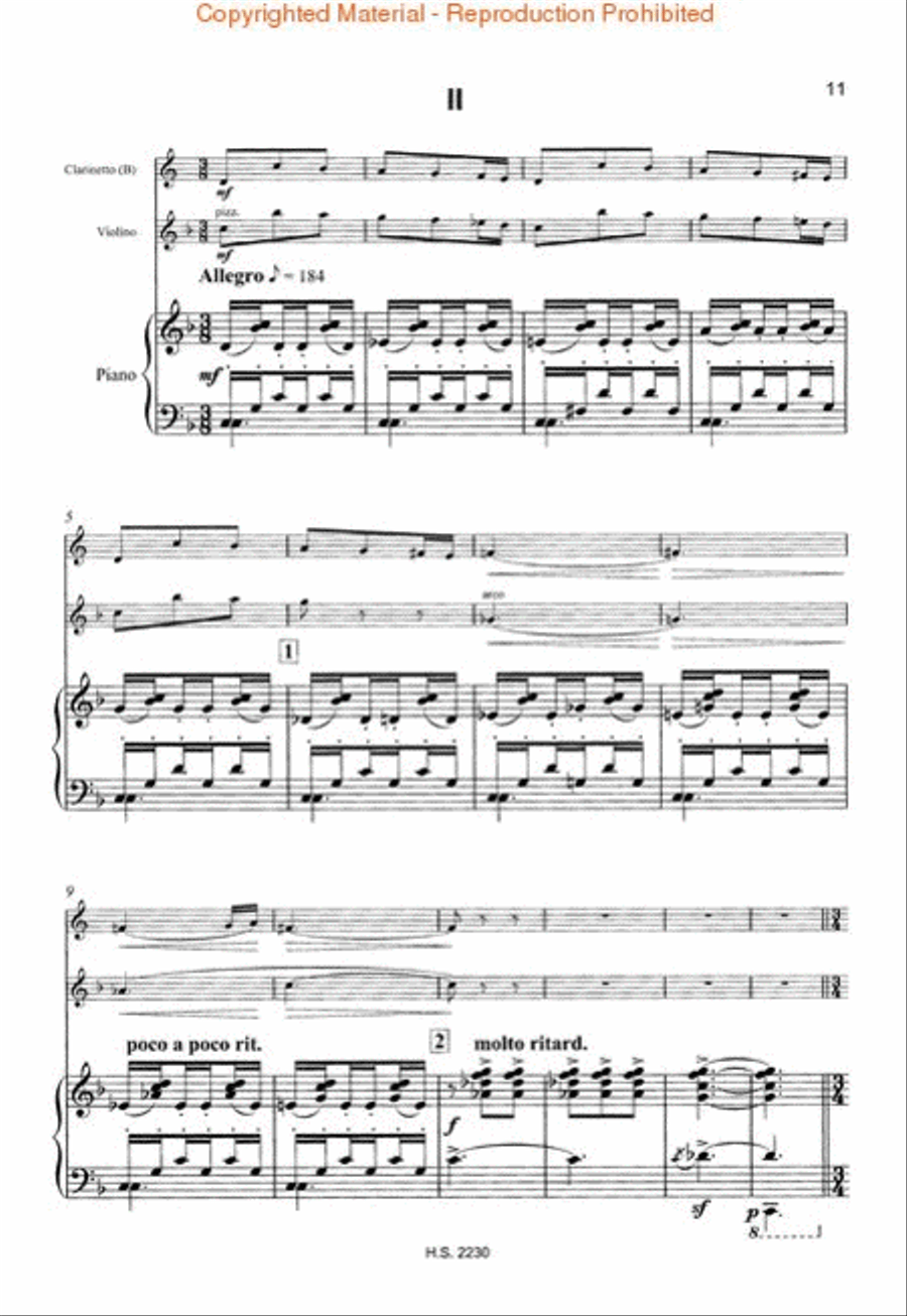 Trio for Clarinet, Violin and Piano Clarinet scores gallery preview page 3