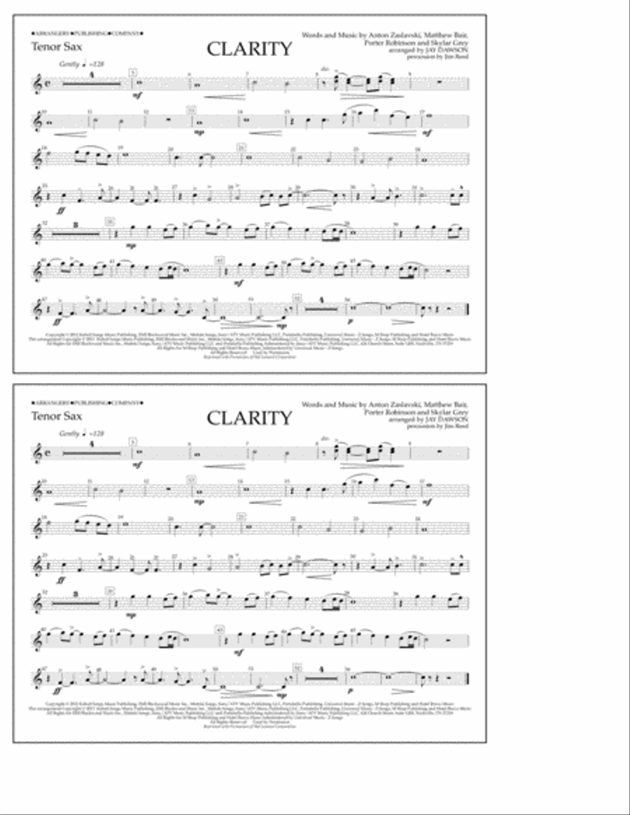 Clarity - Tenor Sax Marching Band scores gallery preview page 1