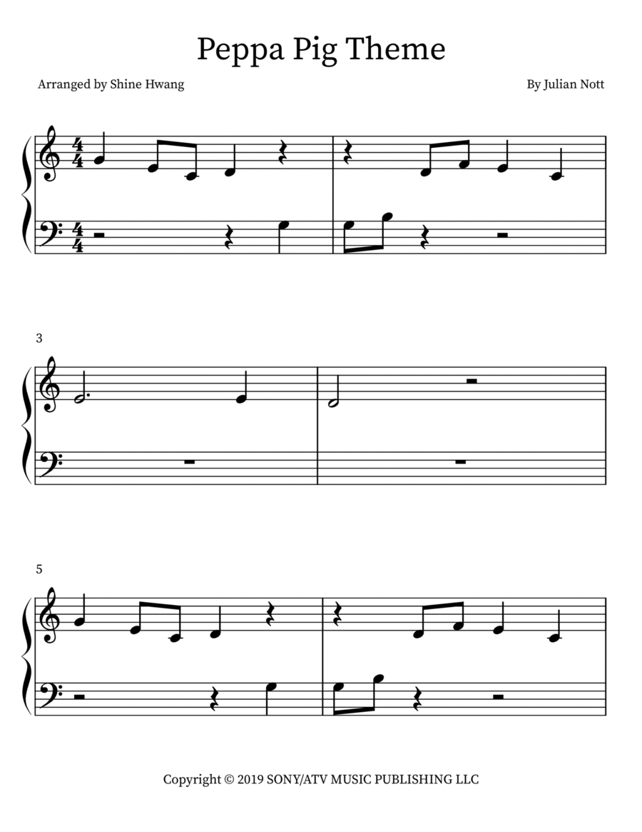 Peppa Pig Peppa Pig Easy Piano scores gallery preview page 1